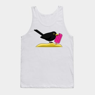 Cartoon Blackbird Eating An Ice Cream Tank Top